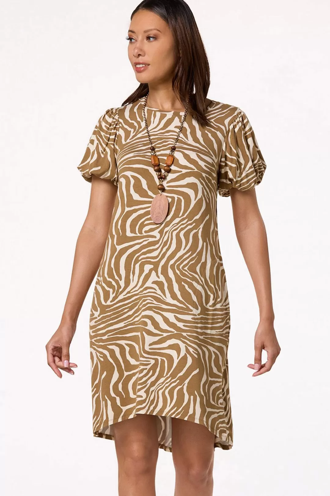 Cato Dresses | Animal Bubble Sleeve T- Shirt Dress