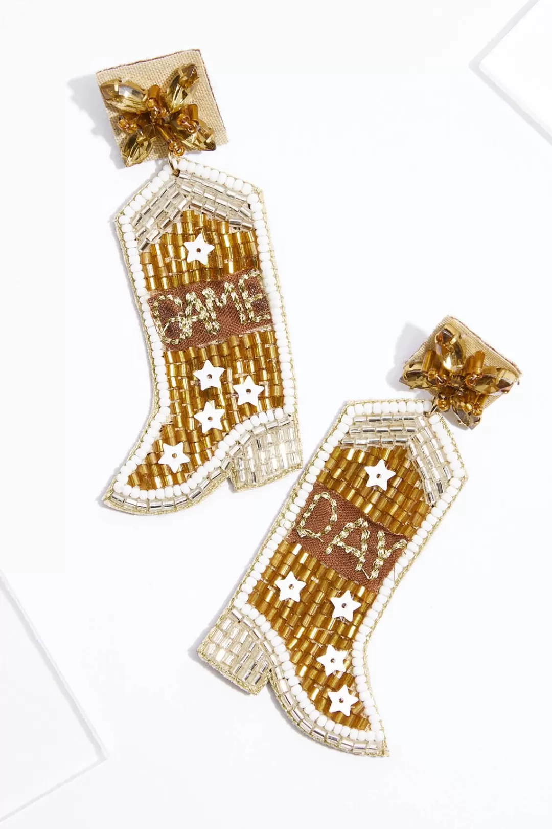 Cato Earrings | Beaded Game Day Boot Earrings