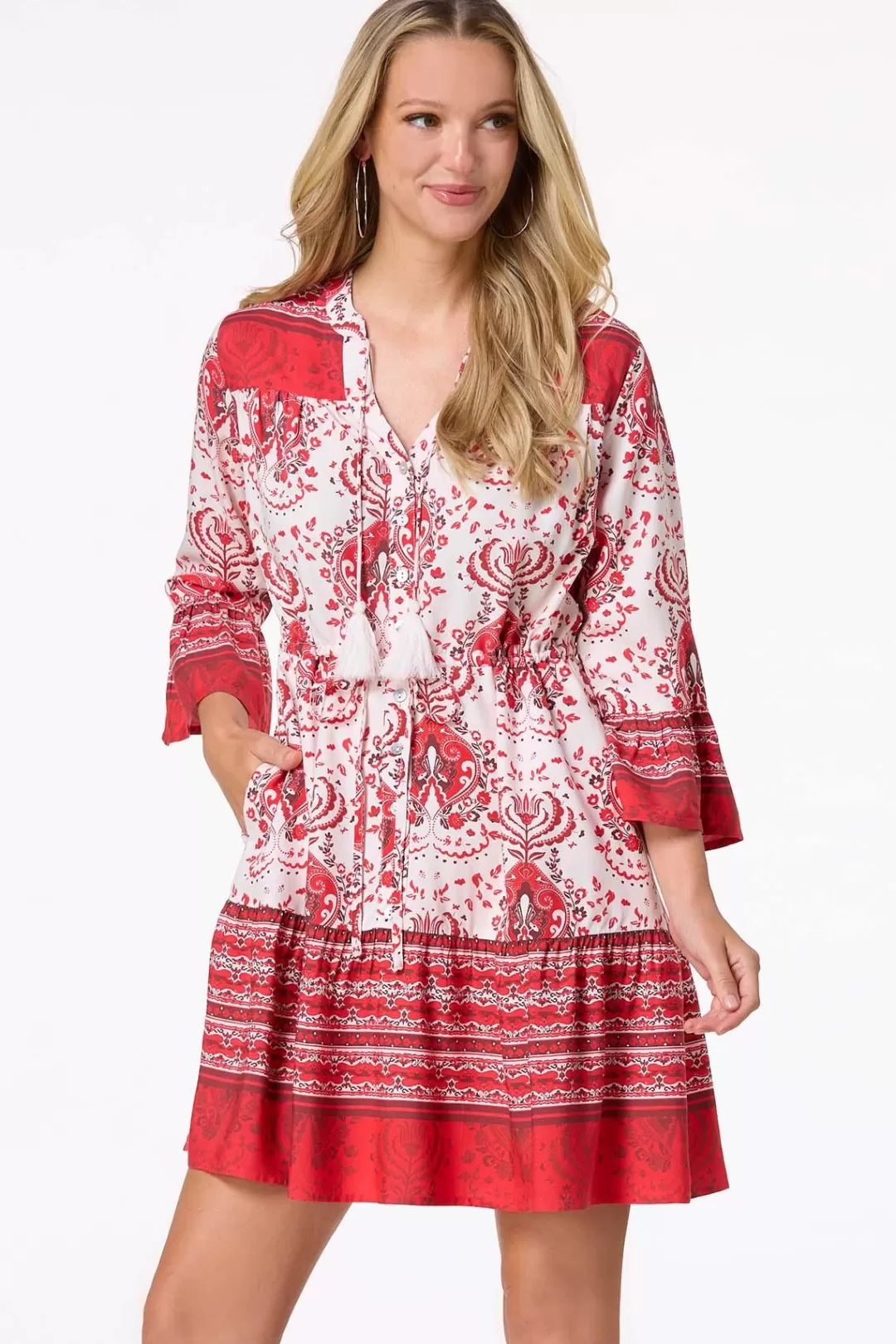 Cato Dresses | Bell Sleeve Shirt Dress