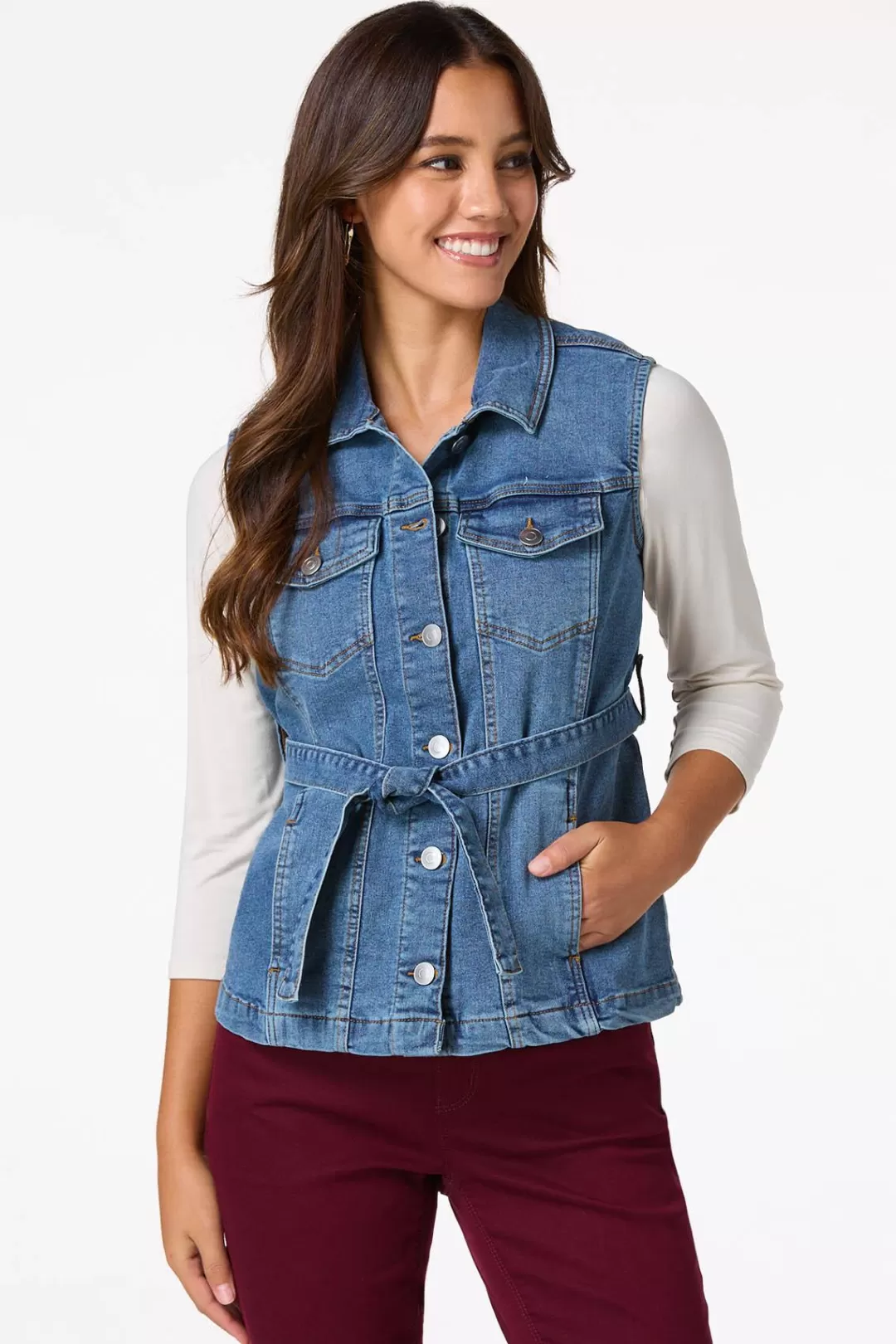 Cato Jackets & Vests | Jeans | Belted Denim Vest