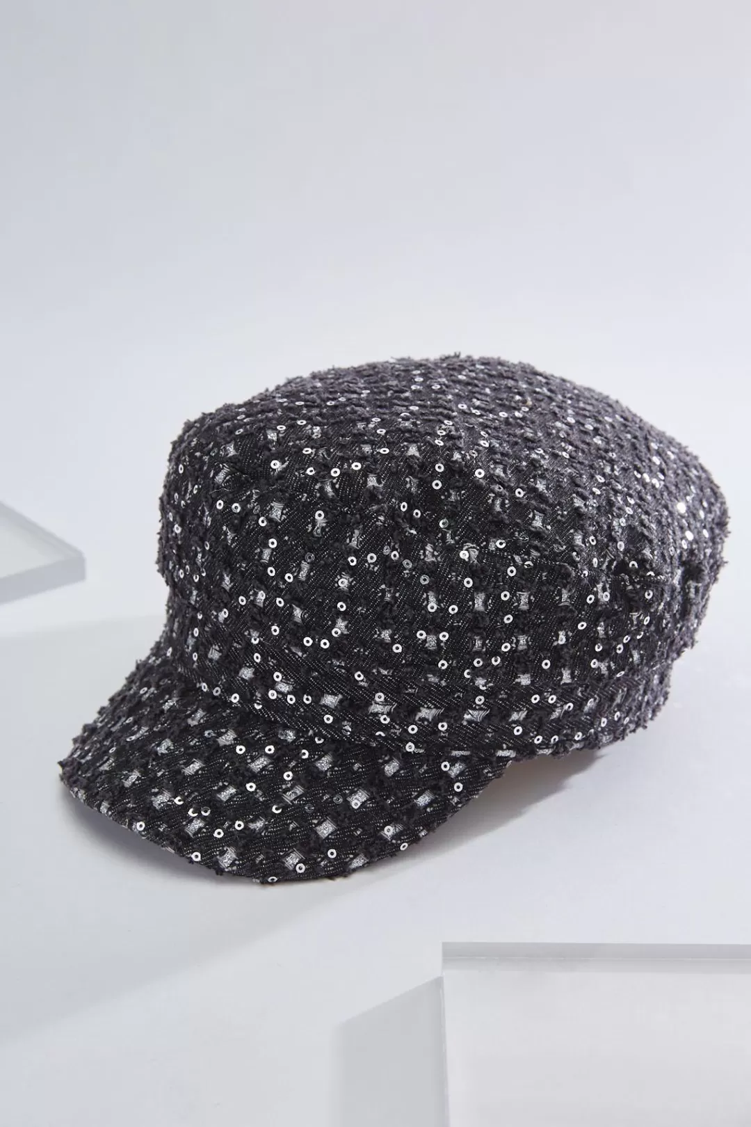 Cato Hats & Hair | Black Denim Sequin Cabbie Hat