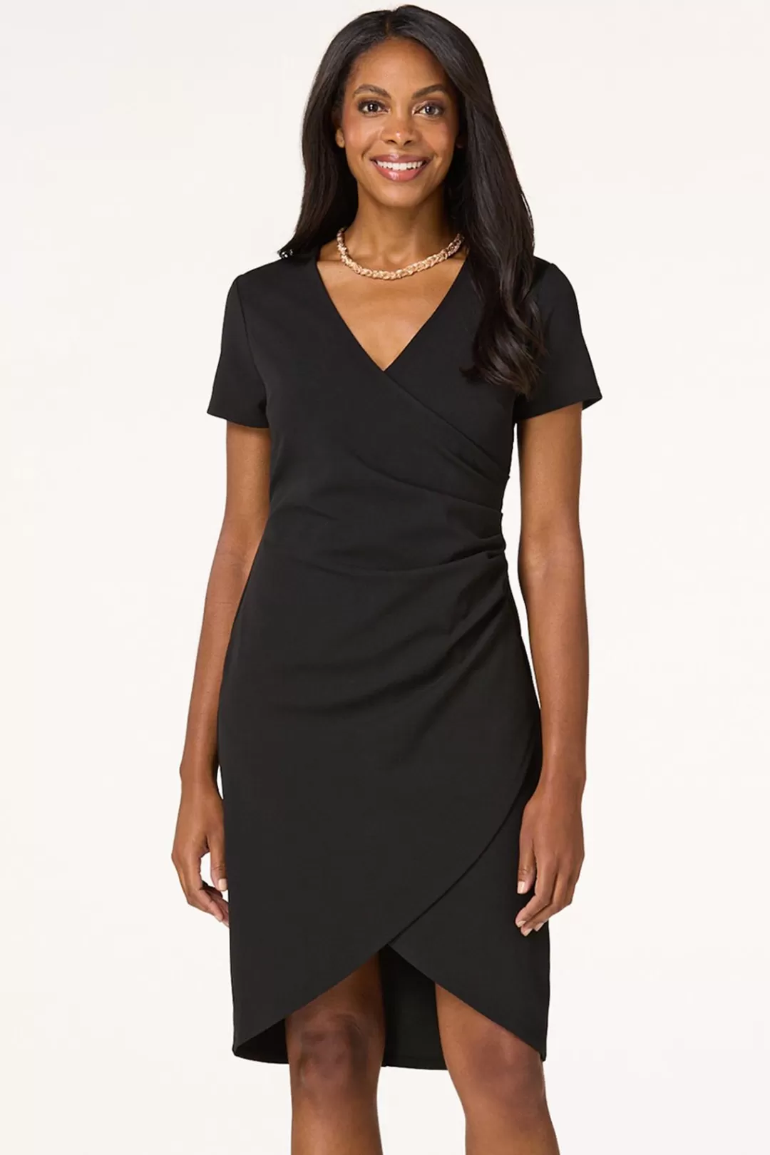 Cato Dresses | Black Faux Wrap Dress