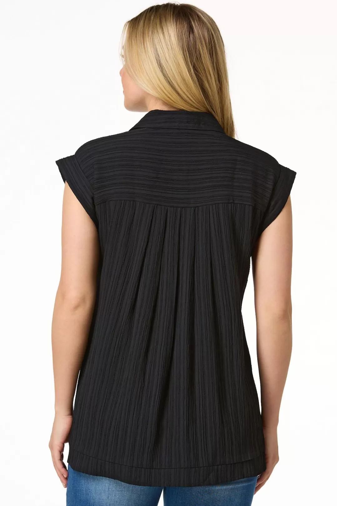 Cato Tops | Black Ribbed Tunic