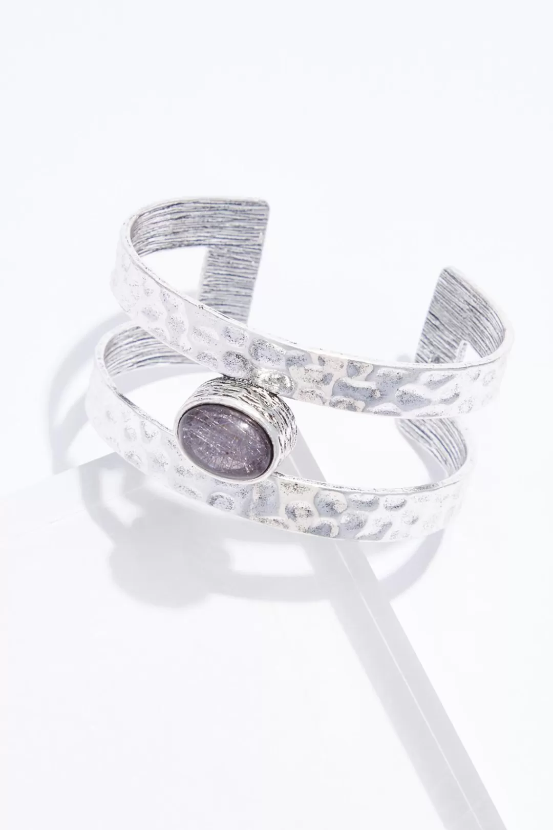 Cato Bracelets | Black Stone Silver Cuff Bracelet