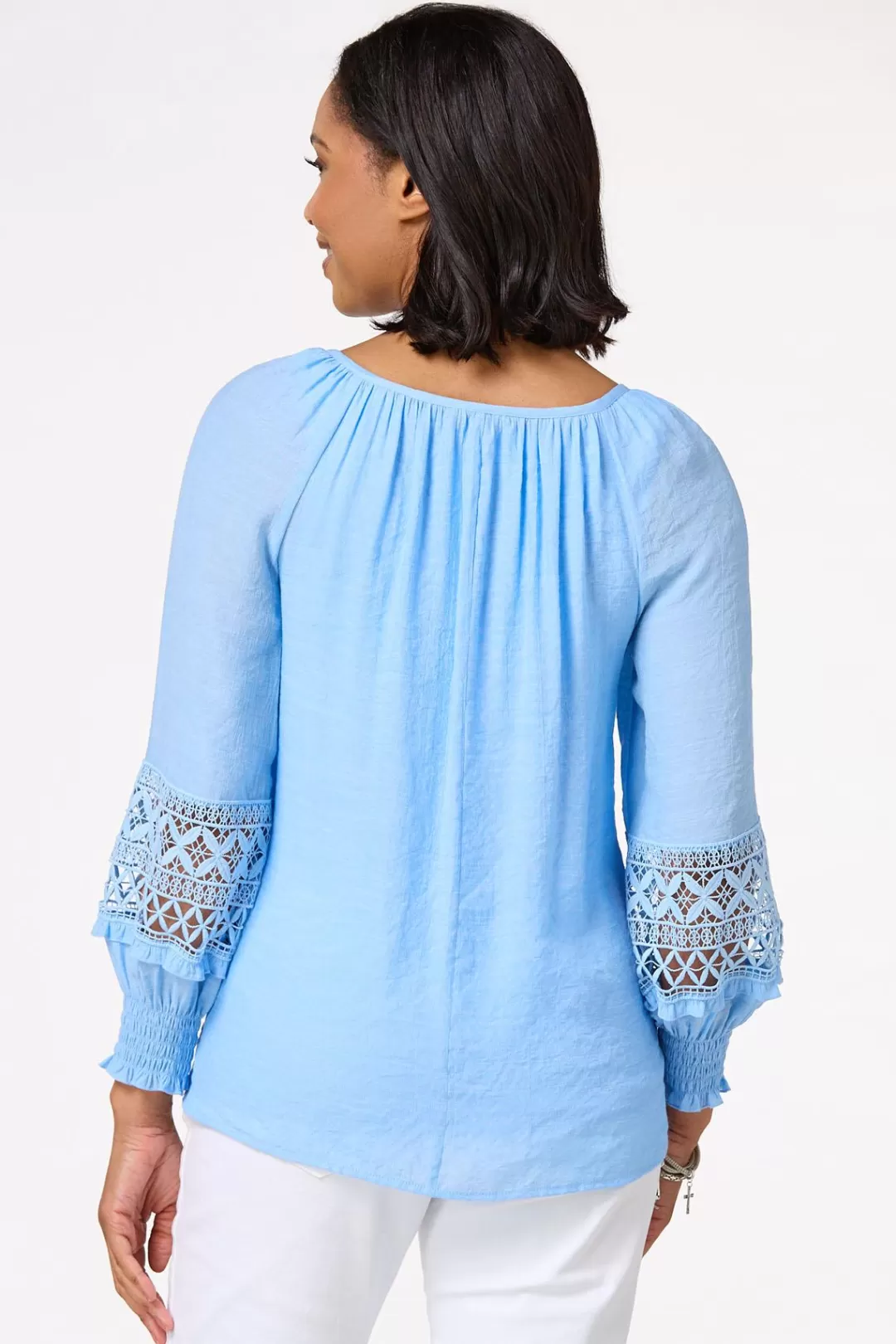 Cato Tops | Blue Balloon Sleeve Poet Top