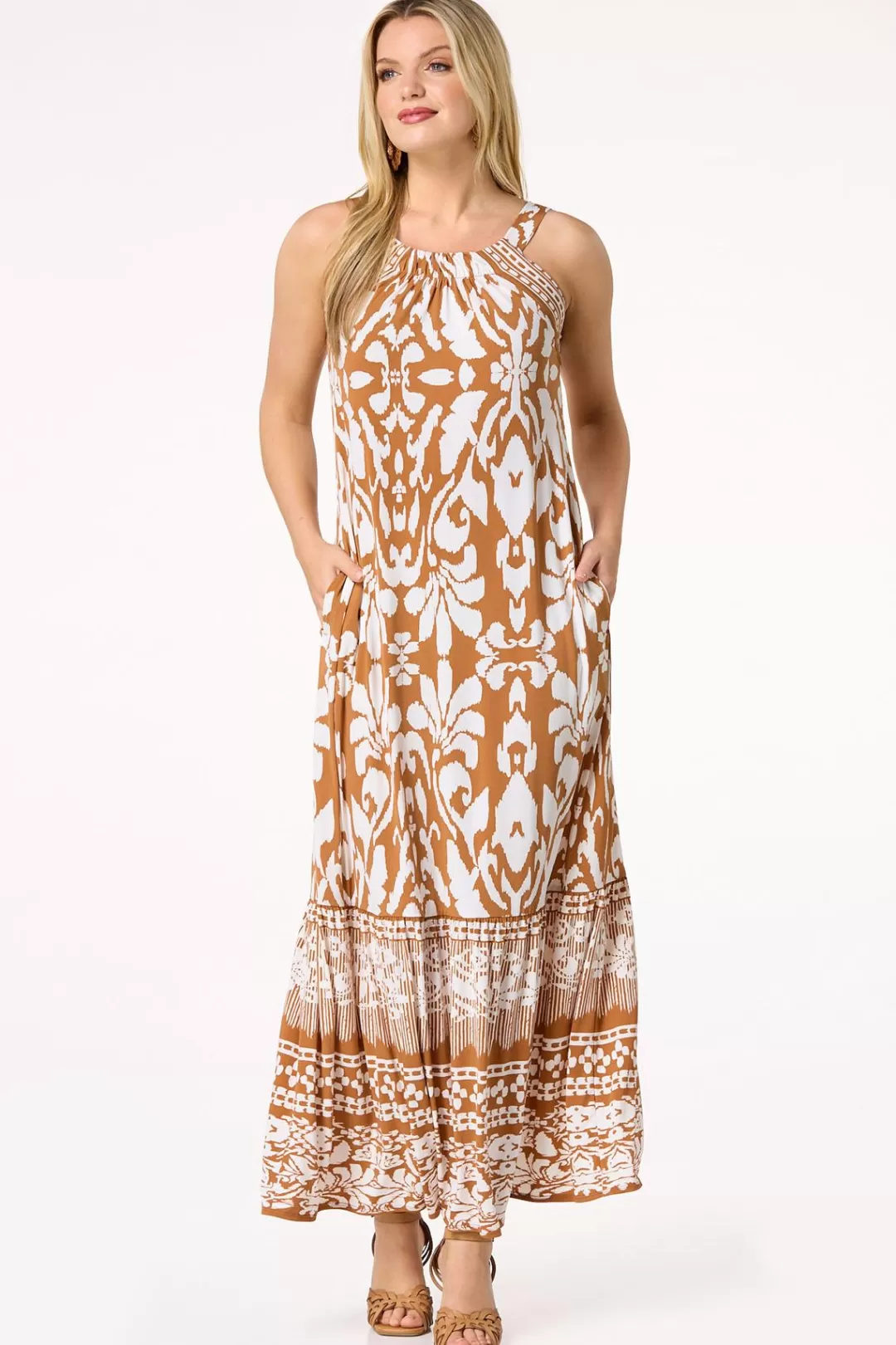 Cato Dresses | Border Print Maxi Dress