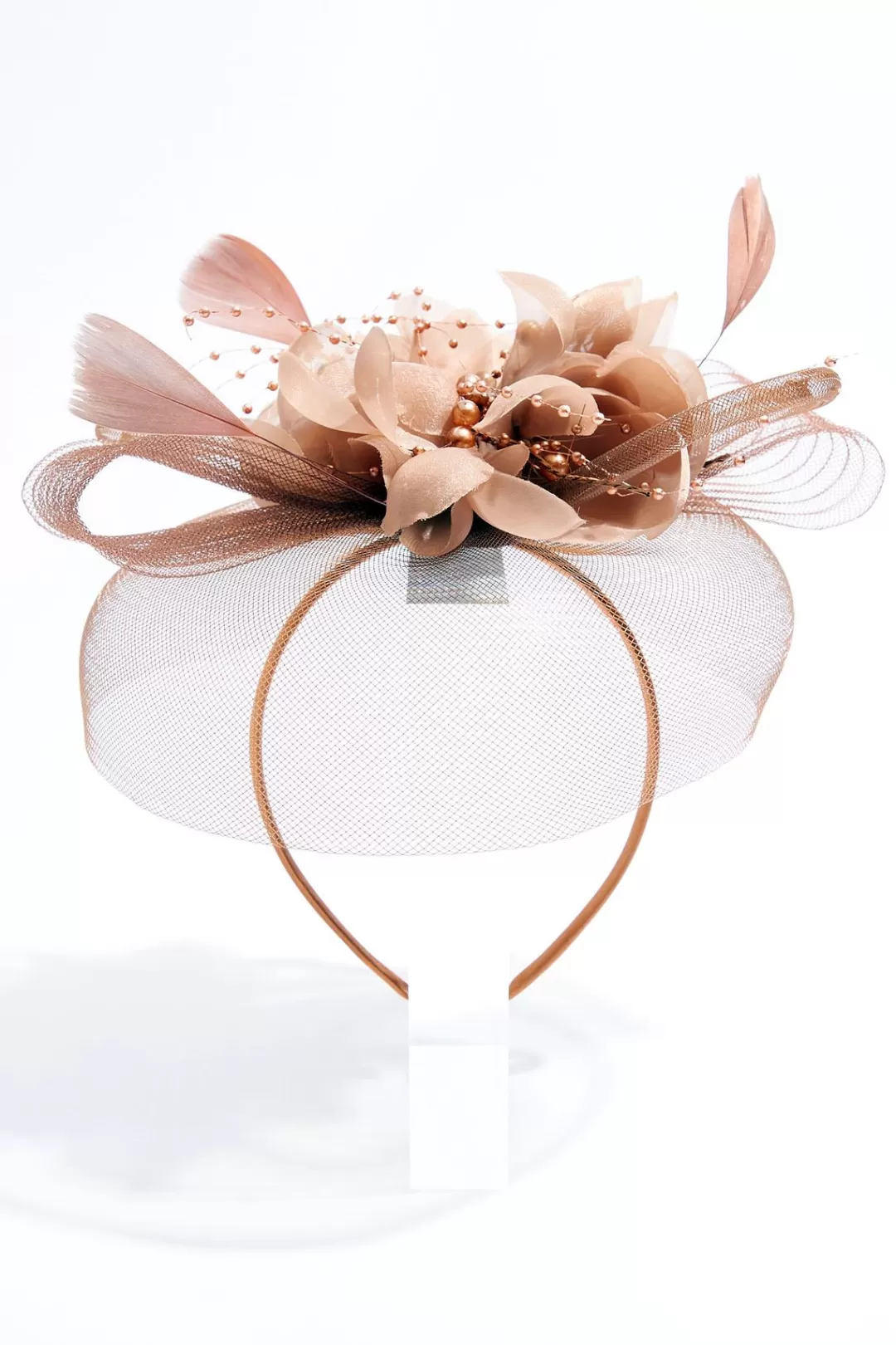 Cato Hats & Hair | Brown Mesh Feather Fascinator