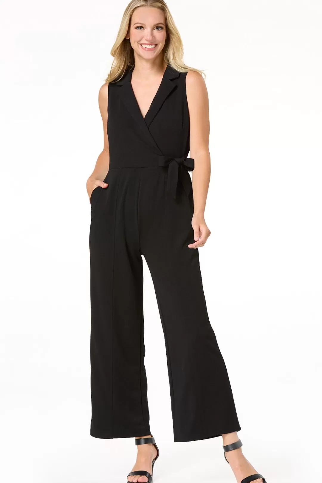 Cato Dresses | Collared Tie Waist Jumpsuit