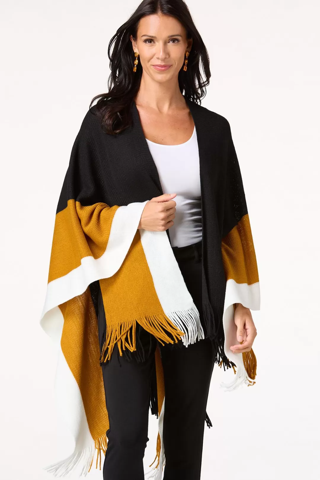 Cato Cold Weather | Colorblock Fringe Wrap