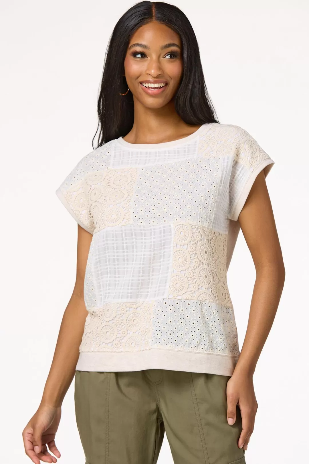 Cato Tops | Crochet Embroidered Patchwork Top