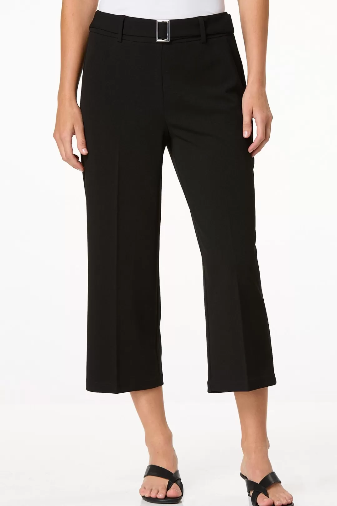 Cato Pants | Cropped Crepe Textured Pants