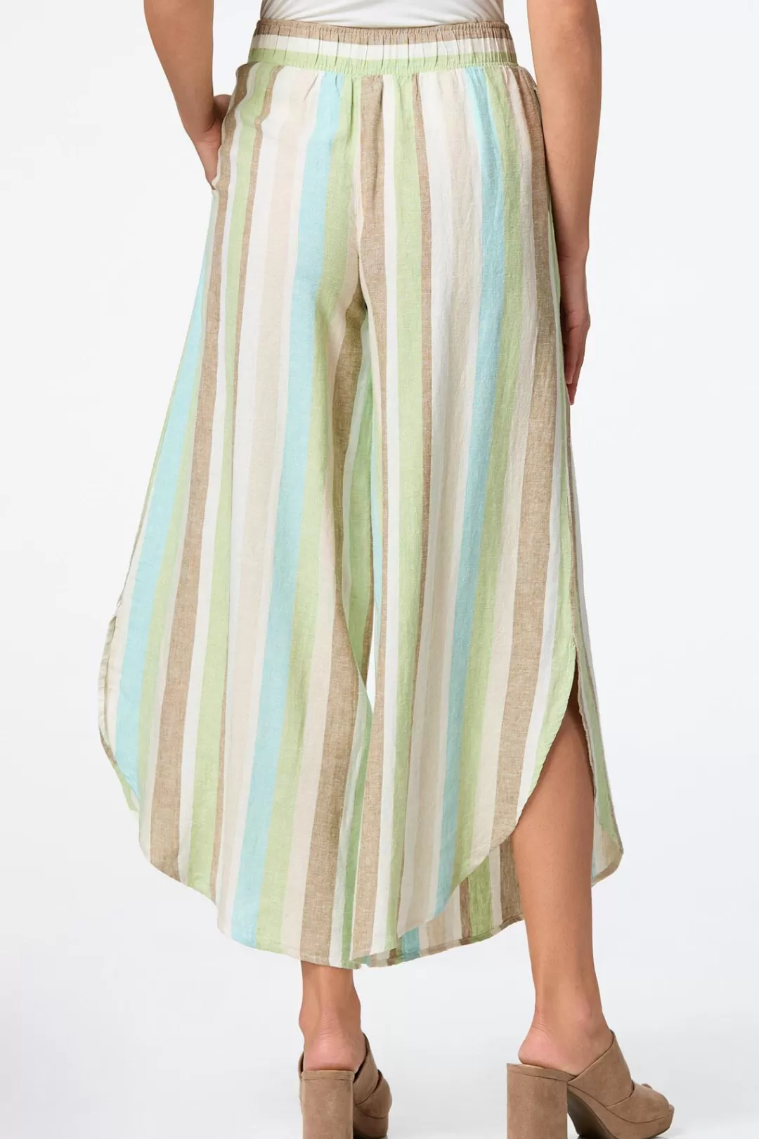 Cato Pants | Cropped Garden Stripe Linen Pants