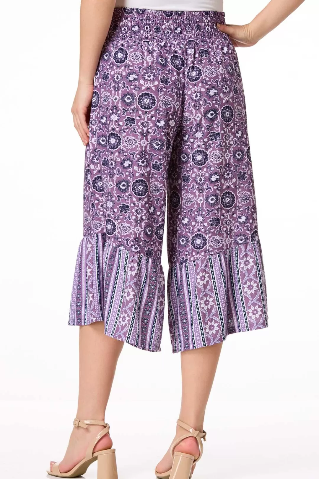 Cato Pants | Cropped Grape Floral Pants