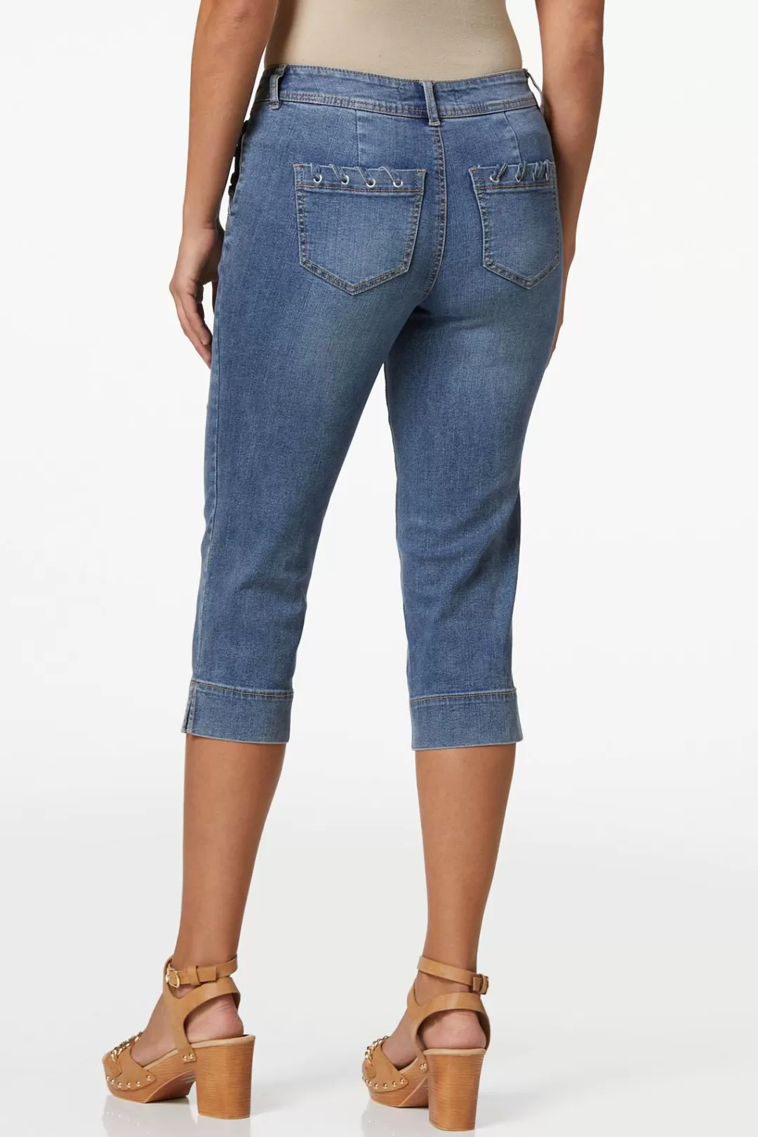 Cato Jeans | Cropped Lace Up Pocket Jeans