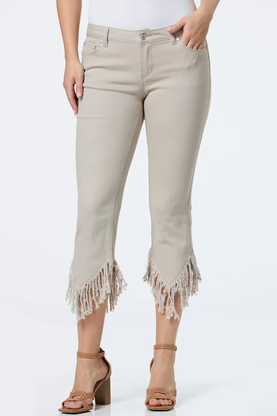 Cato Jeans | Cropped Twisted Frayed Jeans