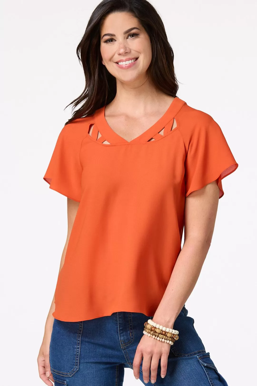 Cato Tops | Cutout Chiffon Top