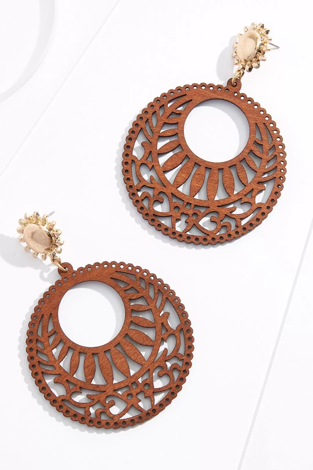 Cato Earrings | Cutout Wood Circle Earrings