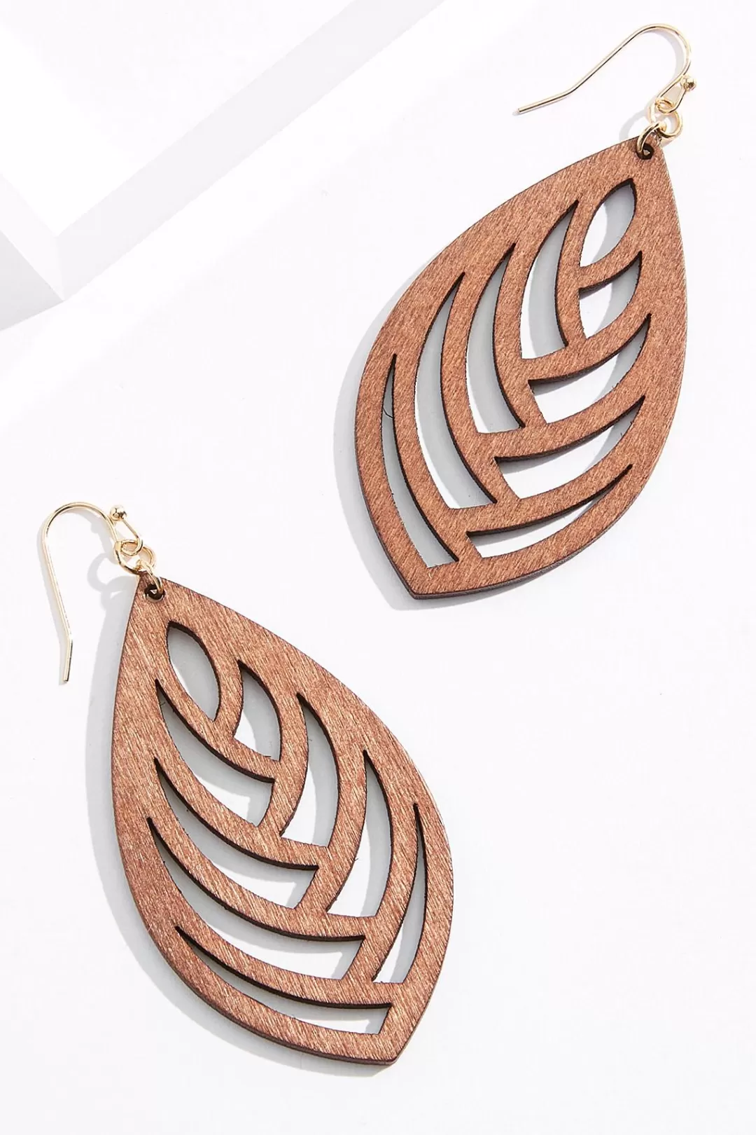 Cato Earrings | Cutout Wood Leaf Earrings