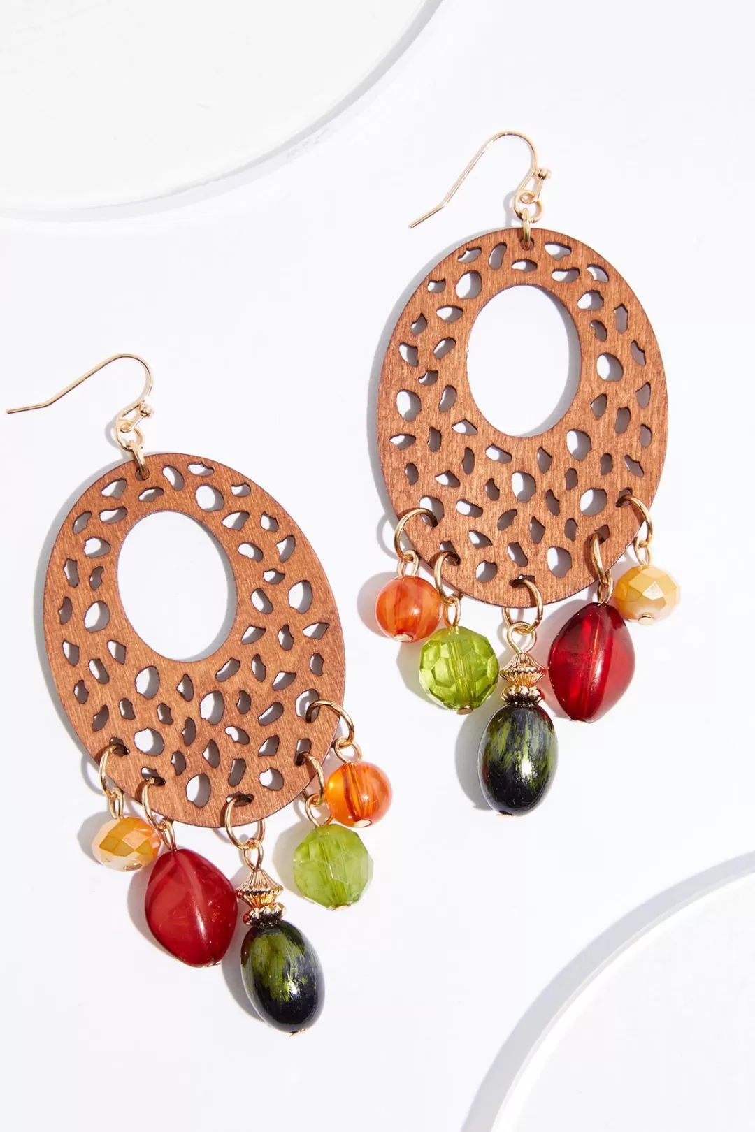 Cato Earrings | Cutout Wood Shaky Bead Earrings