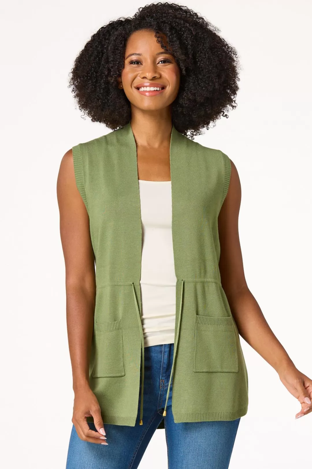 Cato Sweaters | Drawstring Waist Cardigan Vest