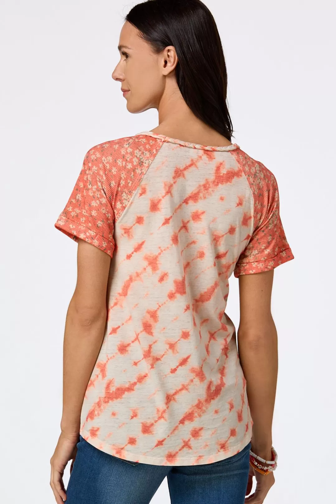 Cato Tops | Dyed Floral Braided Trim Top