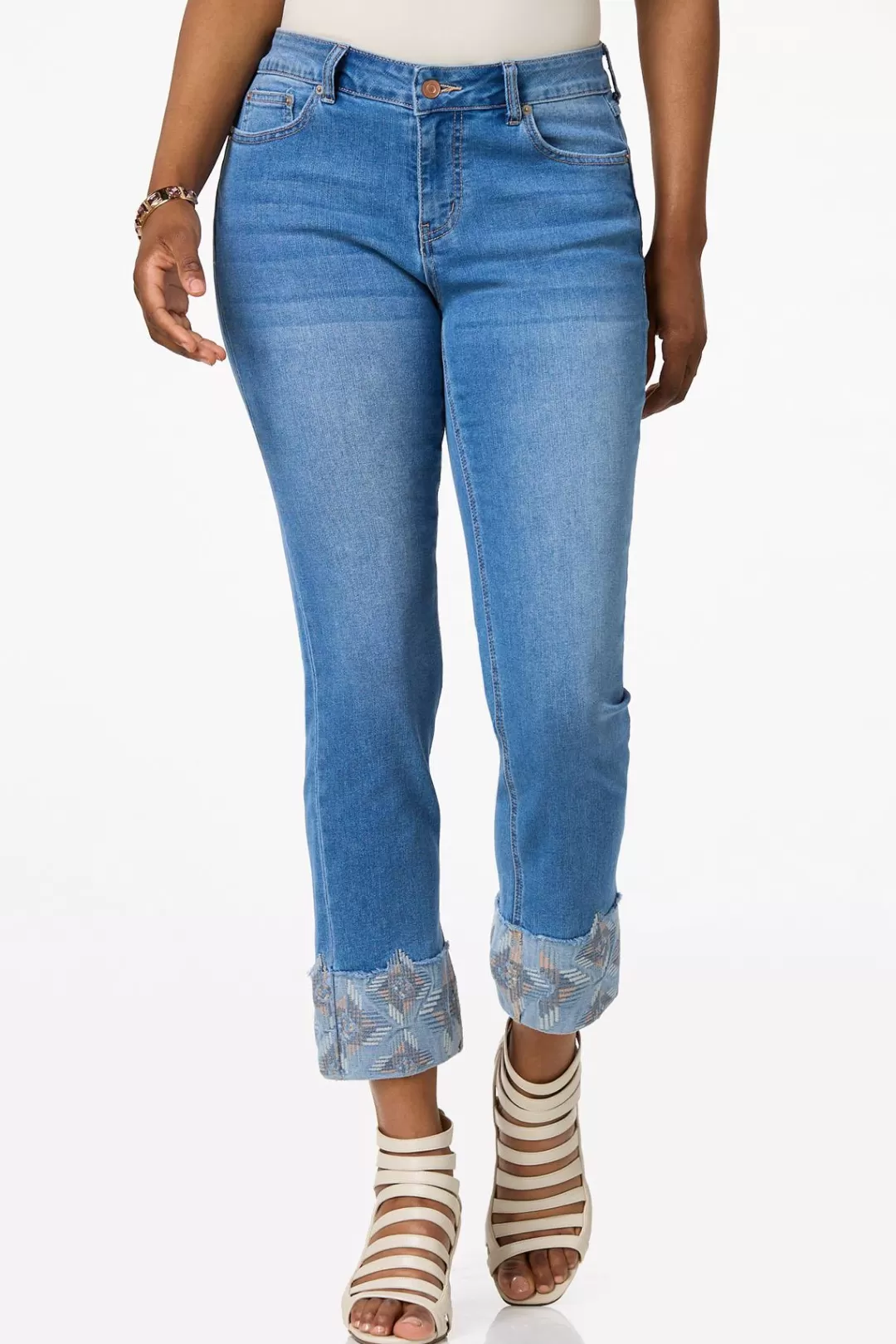 Cato Jeans | Embroidered Wide Cuff Jeans