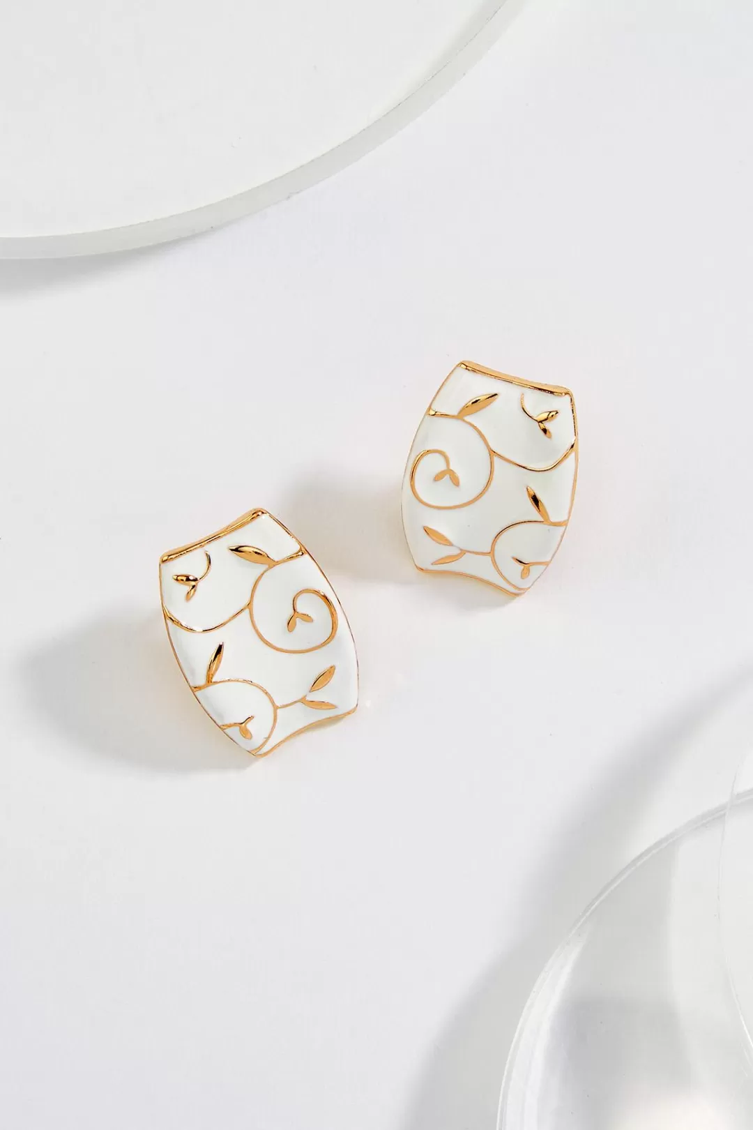 Cato Earrings | Enamel Design Button Earrings