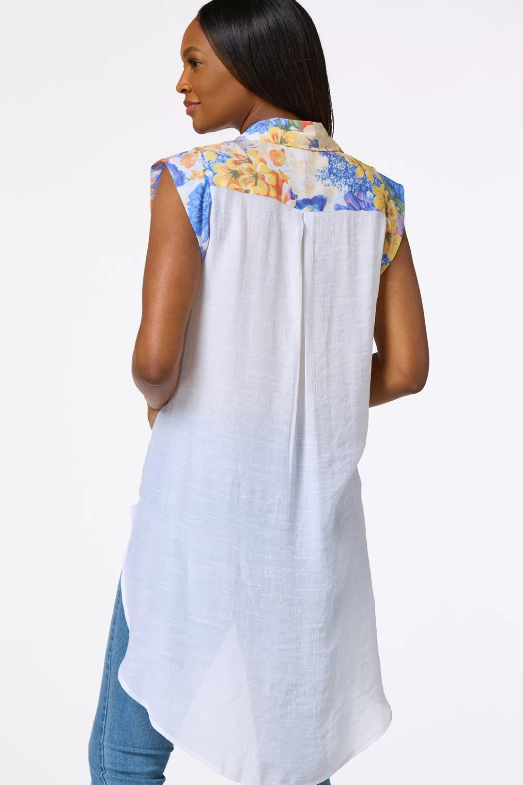 Cato Tops | Floral Button Front Tunic