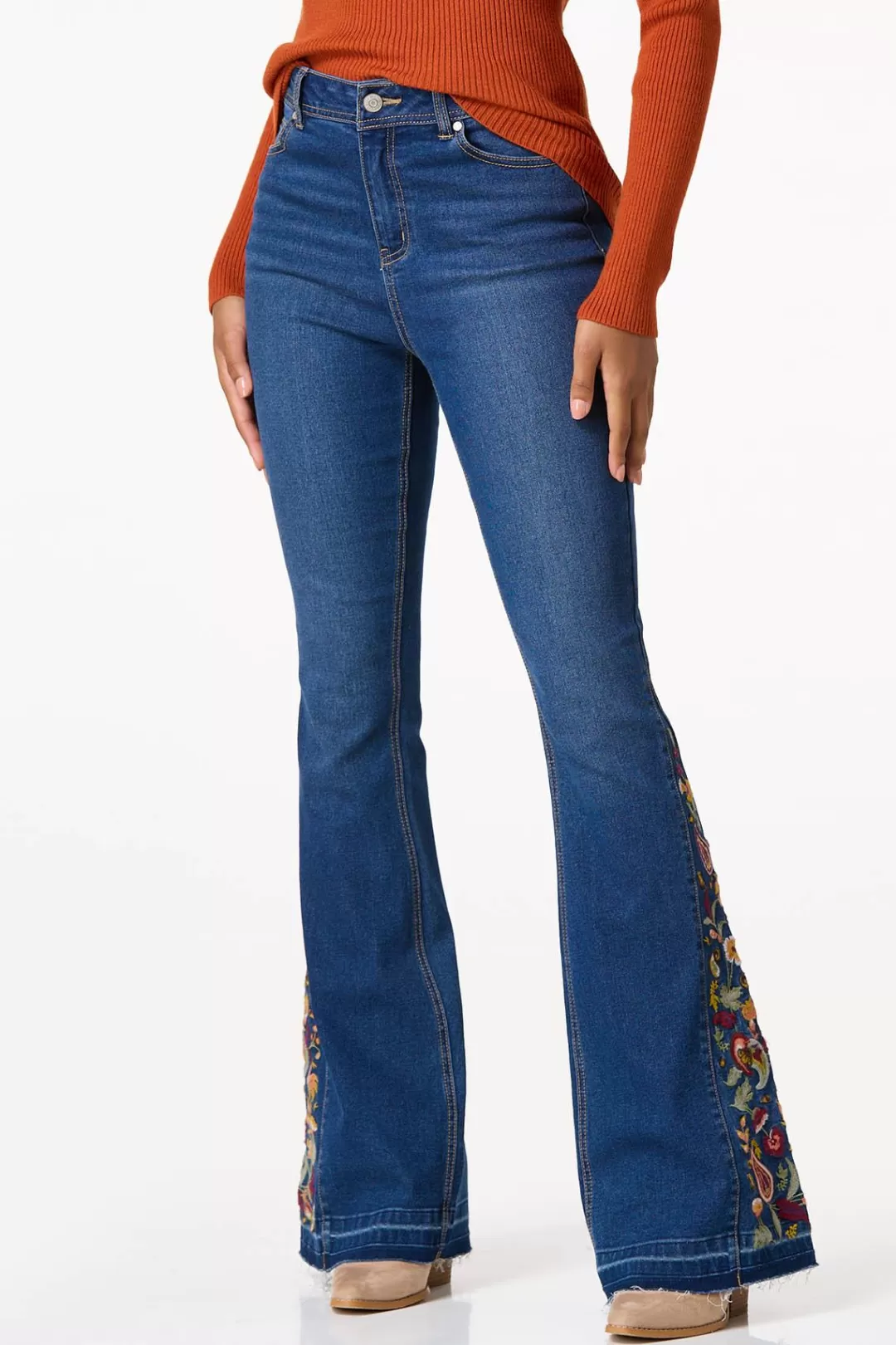 Cato Jeans | Floral Paisley Embroidered Jeans