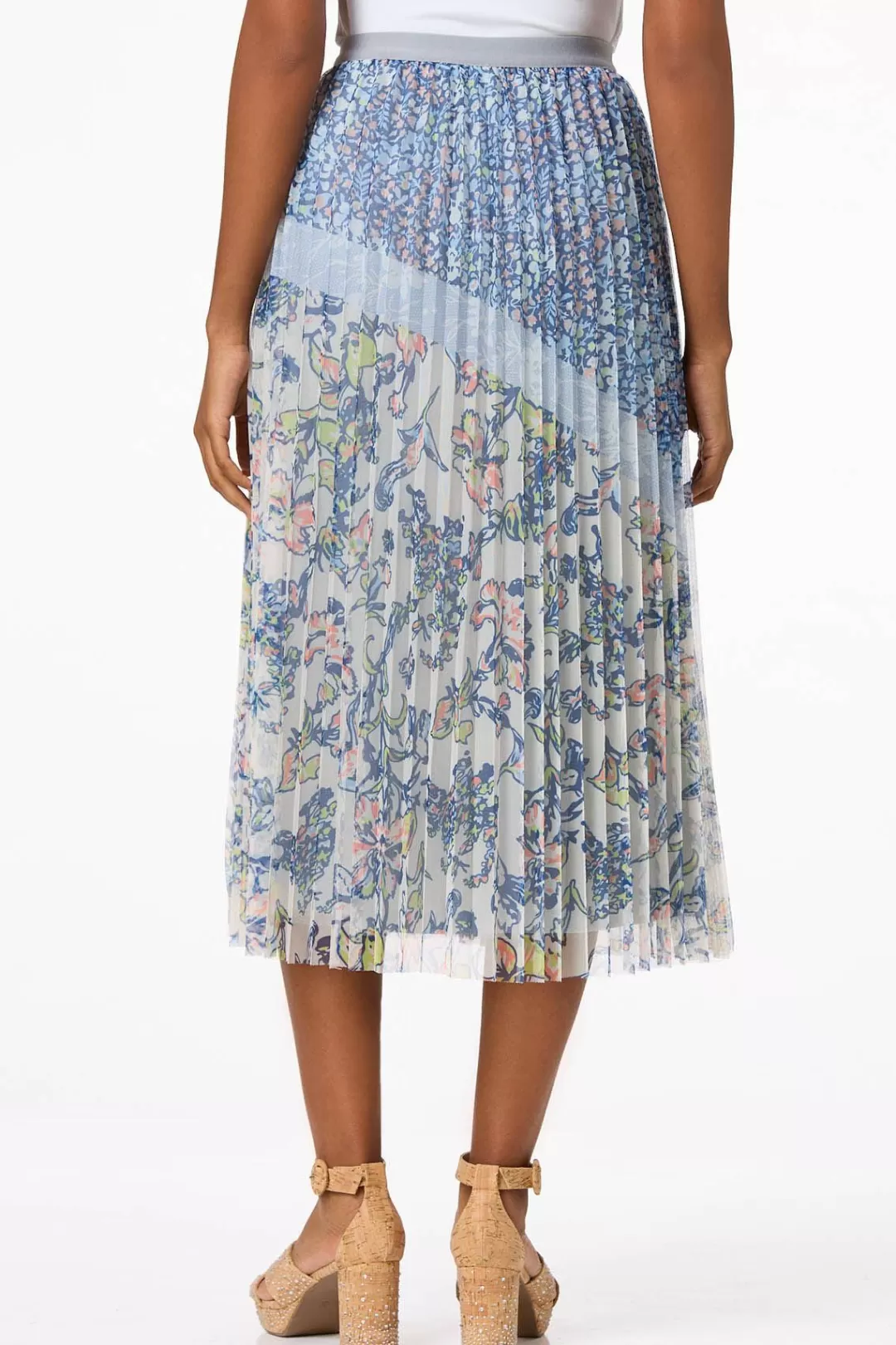 Cato Skirts | Floral Pleated Mesh Skirt