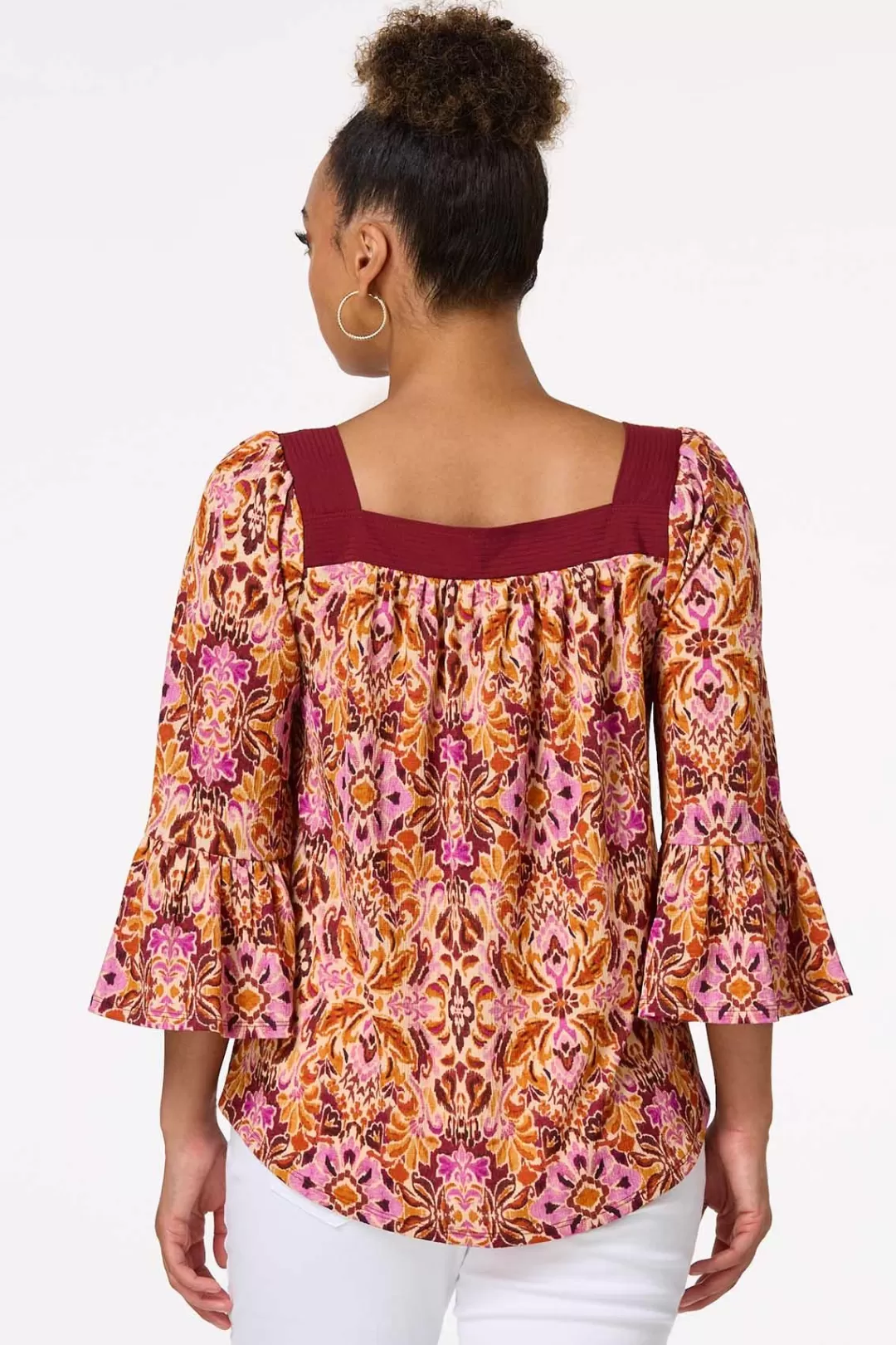 Cato Tops | Floral Ruffled Sleeve Top