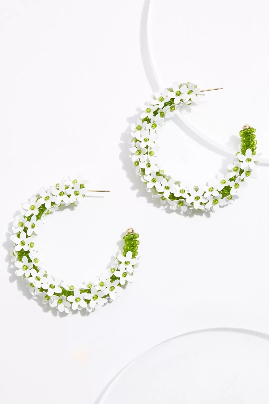 Cato Earrings | Flower Seed Bead Hoop Earrings