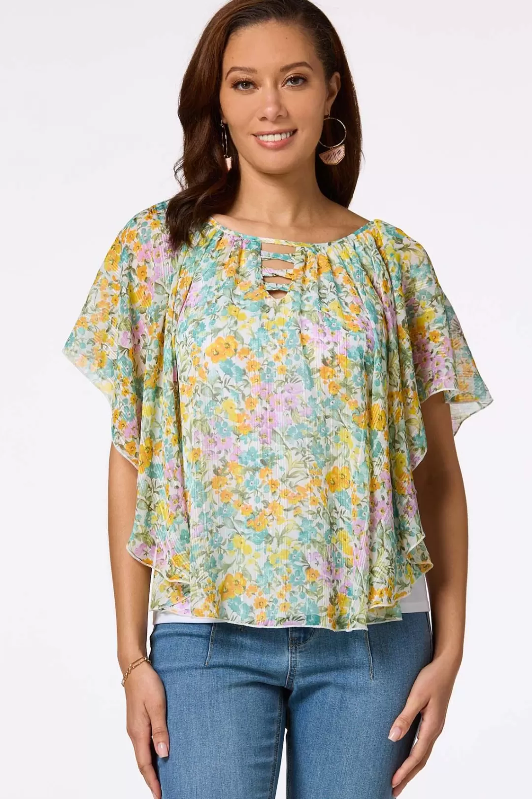 Cato Tops | Gilded Floral Capelet