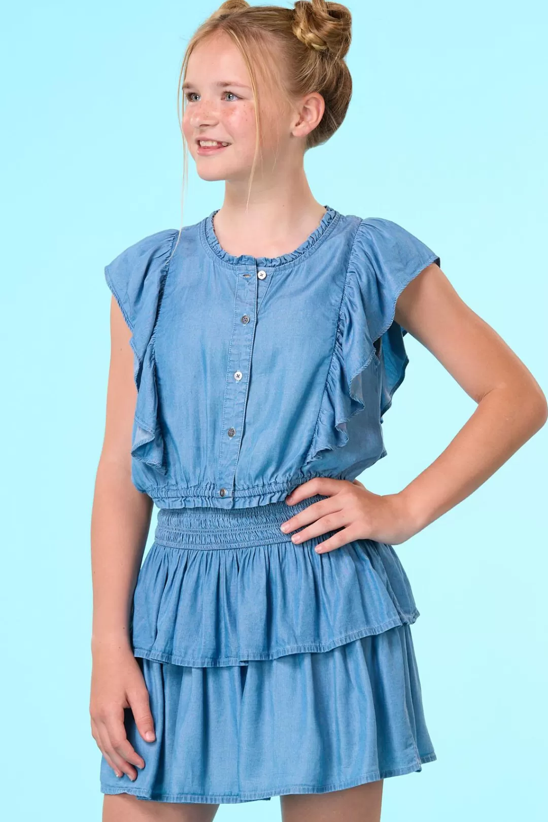 Cato Tops & Jackets | Girls Chambray Ruffled Top