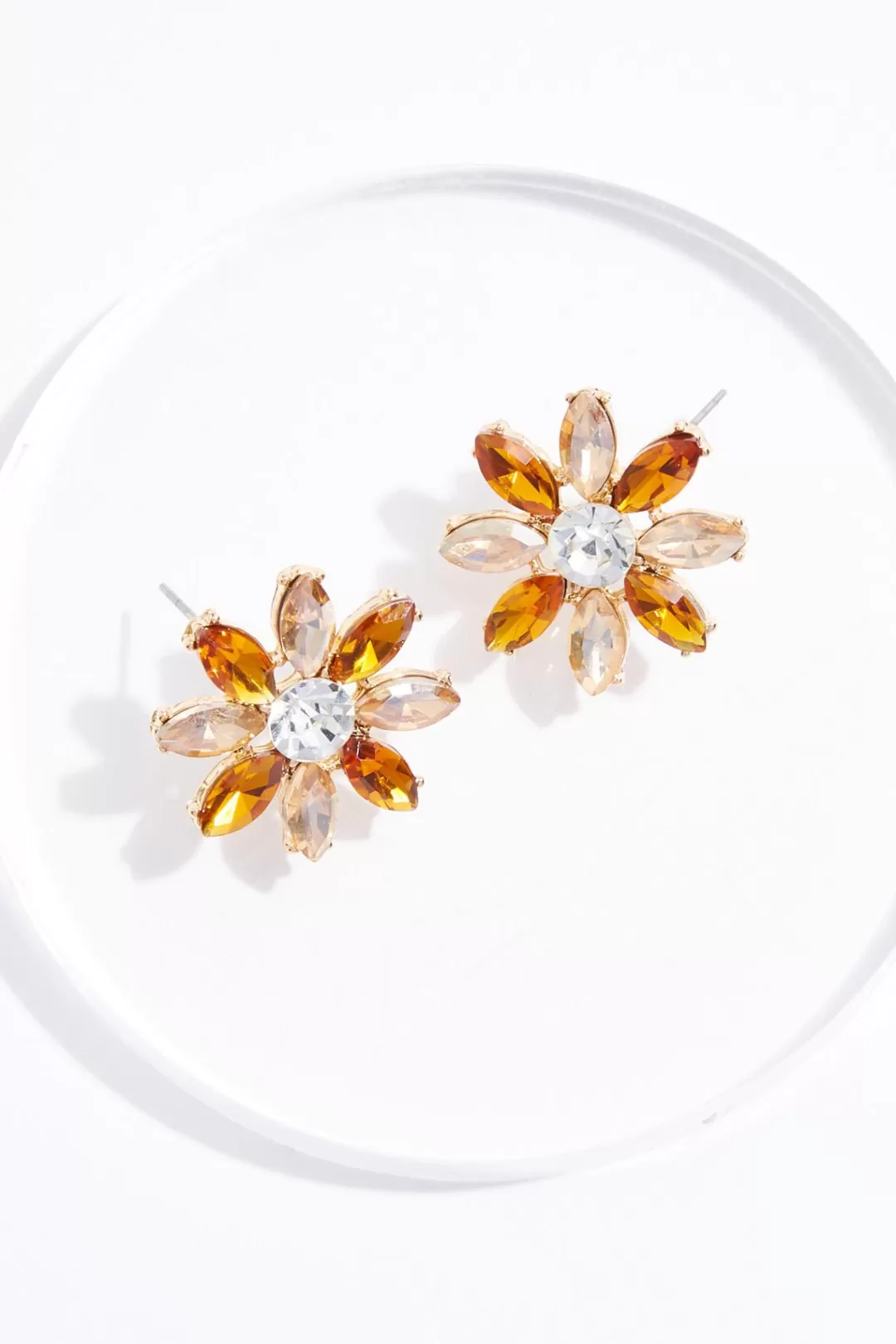 Cato Earrings | Glass Flower Button Earrings