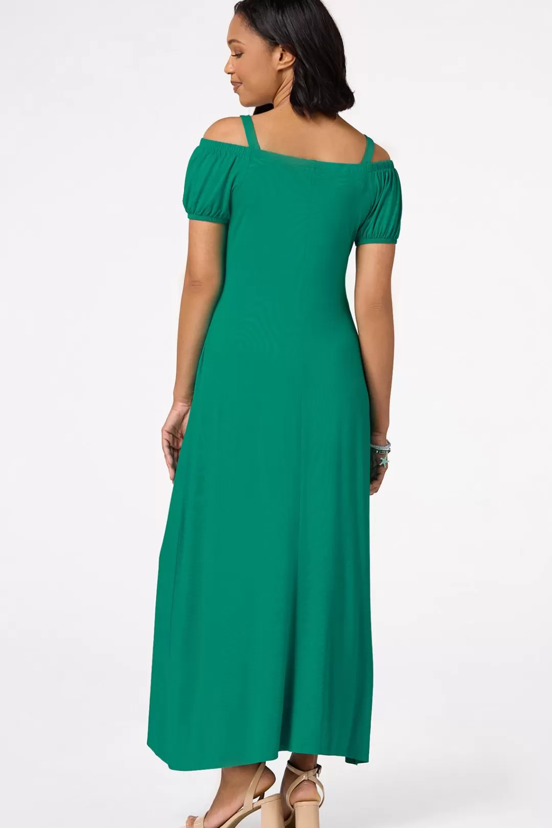 Cato Dresses | Green Cold Shoulder Maxi Dress