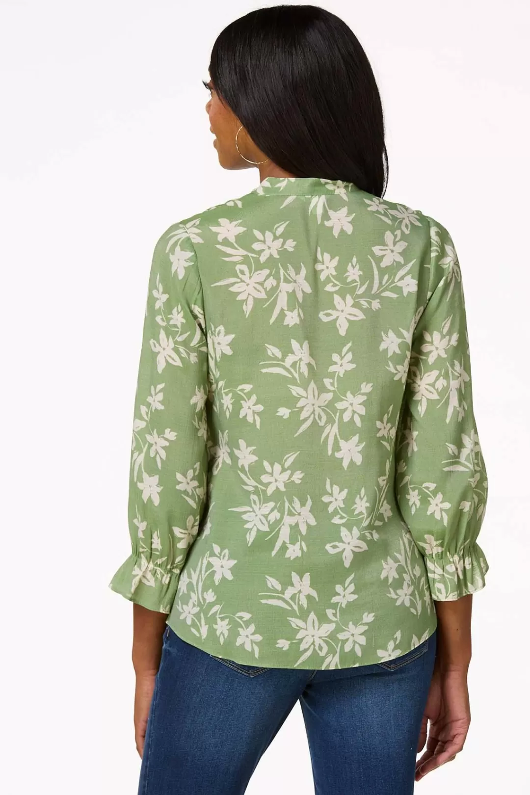 Cato Tops | Green Floral Shirt