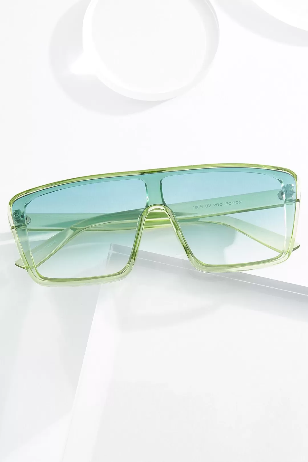 Cato Sunglasses | Green Frame Shield Sunglasses