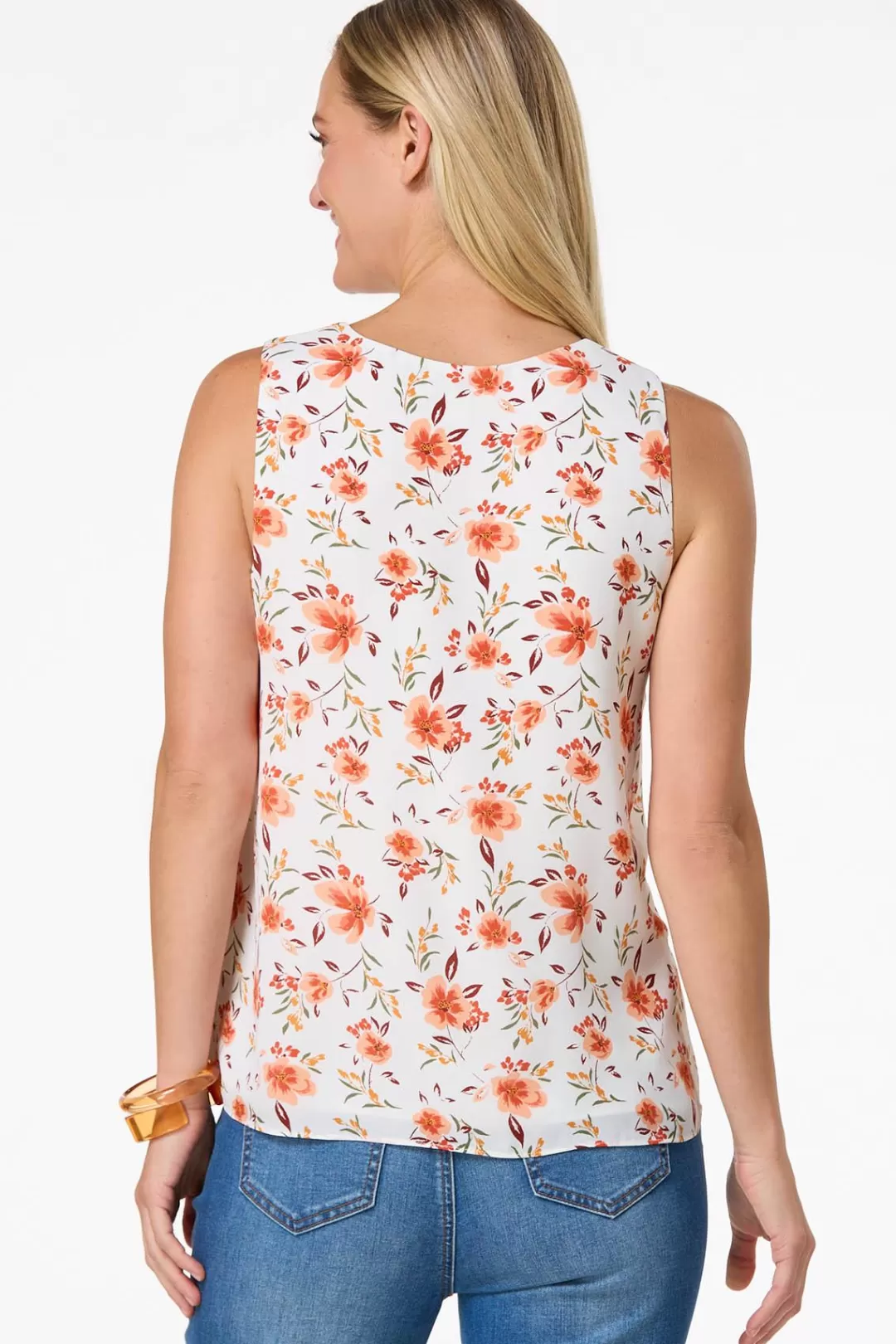 Cato Tops | Ivory Floral Layered Tank