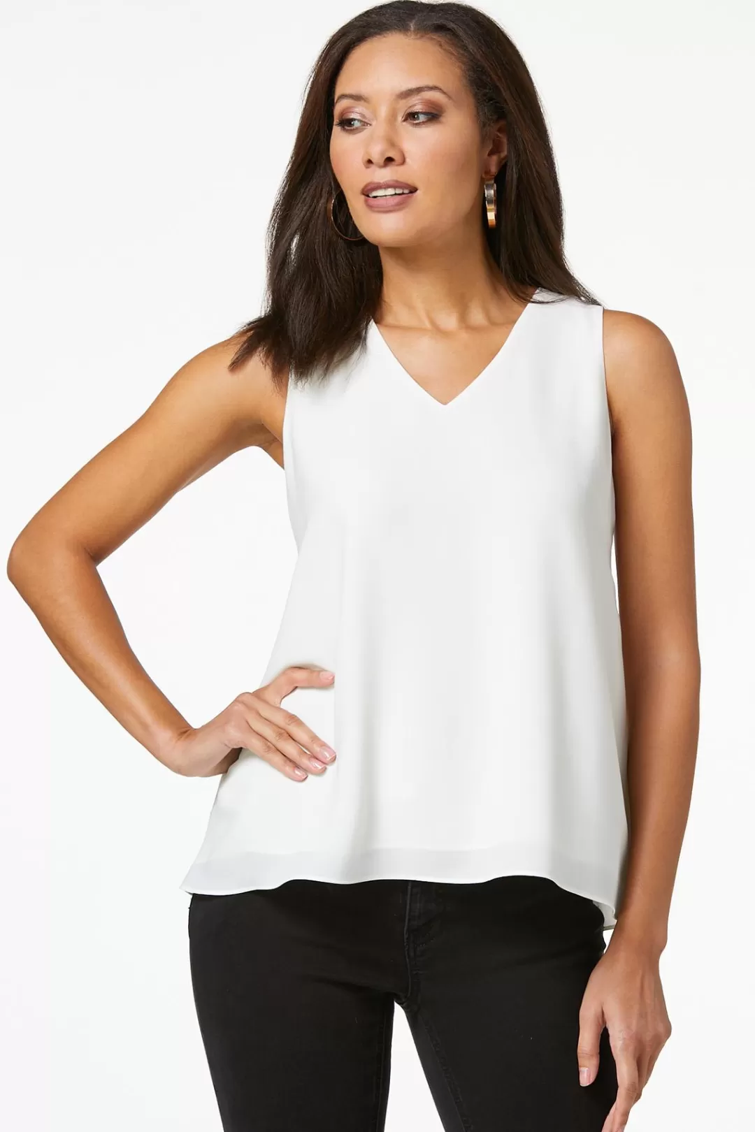 Cato Tops | Ivory Layered Tank