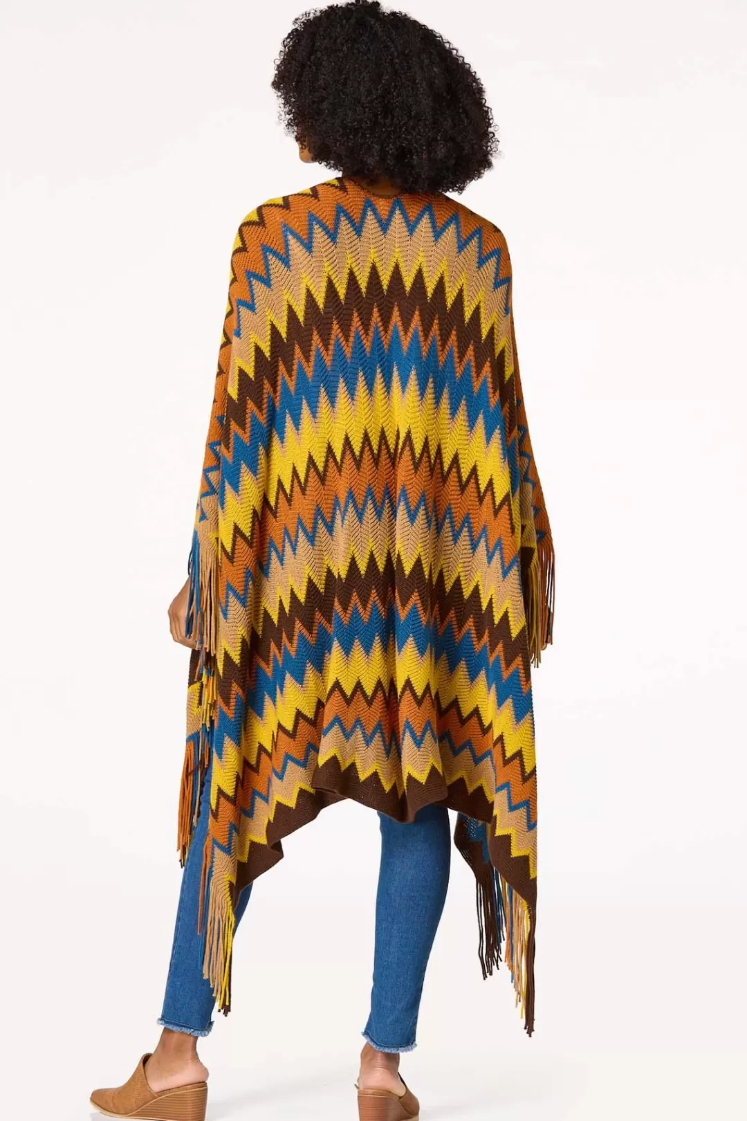 Cato Cold Weather | Knit Chevron Fringe Poncho