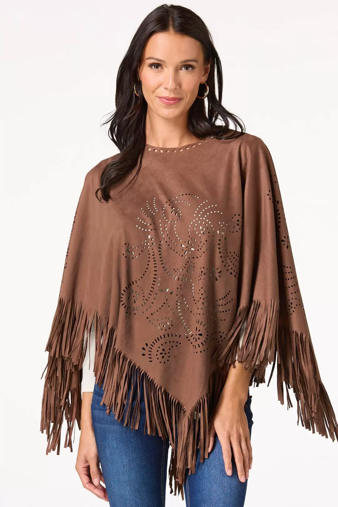 Cato Cold Weather | Laser Cut Suede Poncho