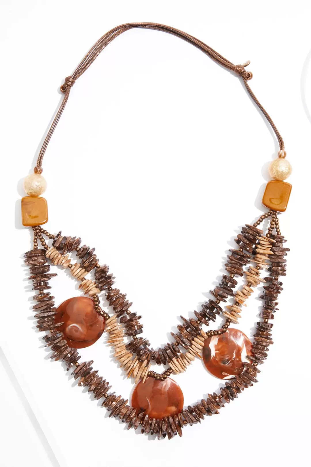 Cato Necklaces | Layered Wood Chip Necklace