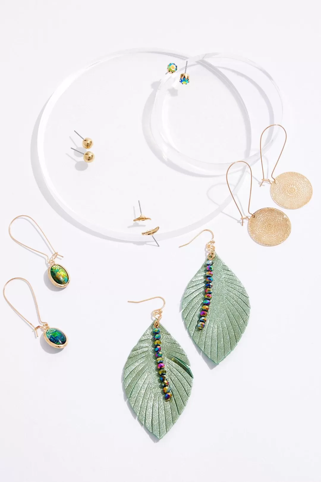 Cato Earrings | Leaf Multi Stud Earring Set