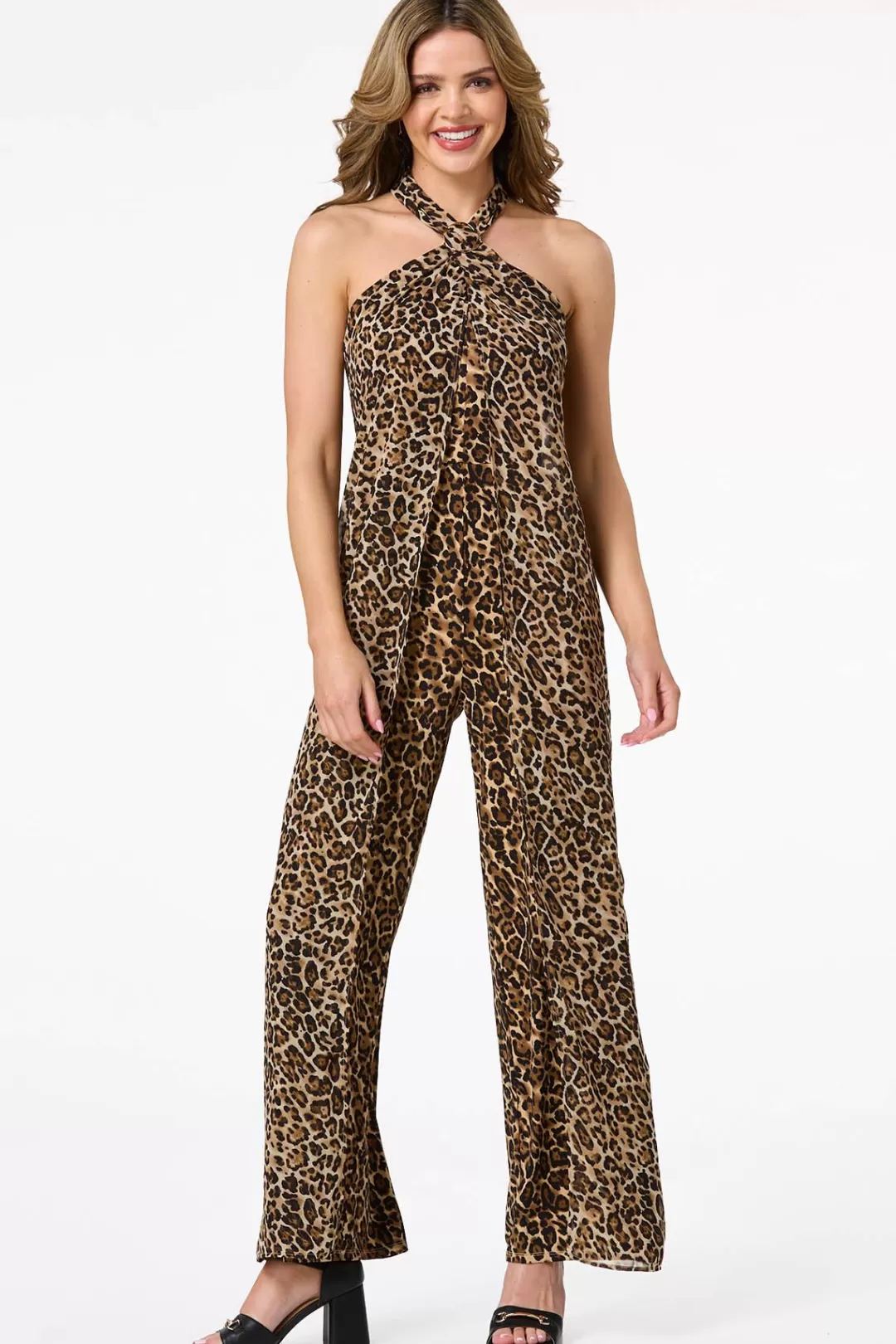 Cato Dresses | Leopard Halter Jumpsuit