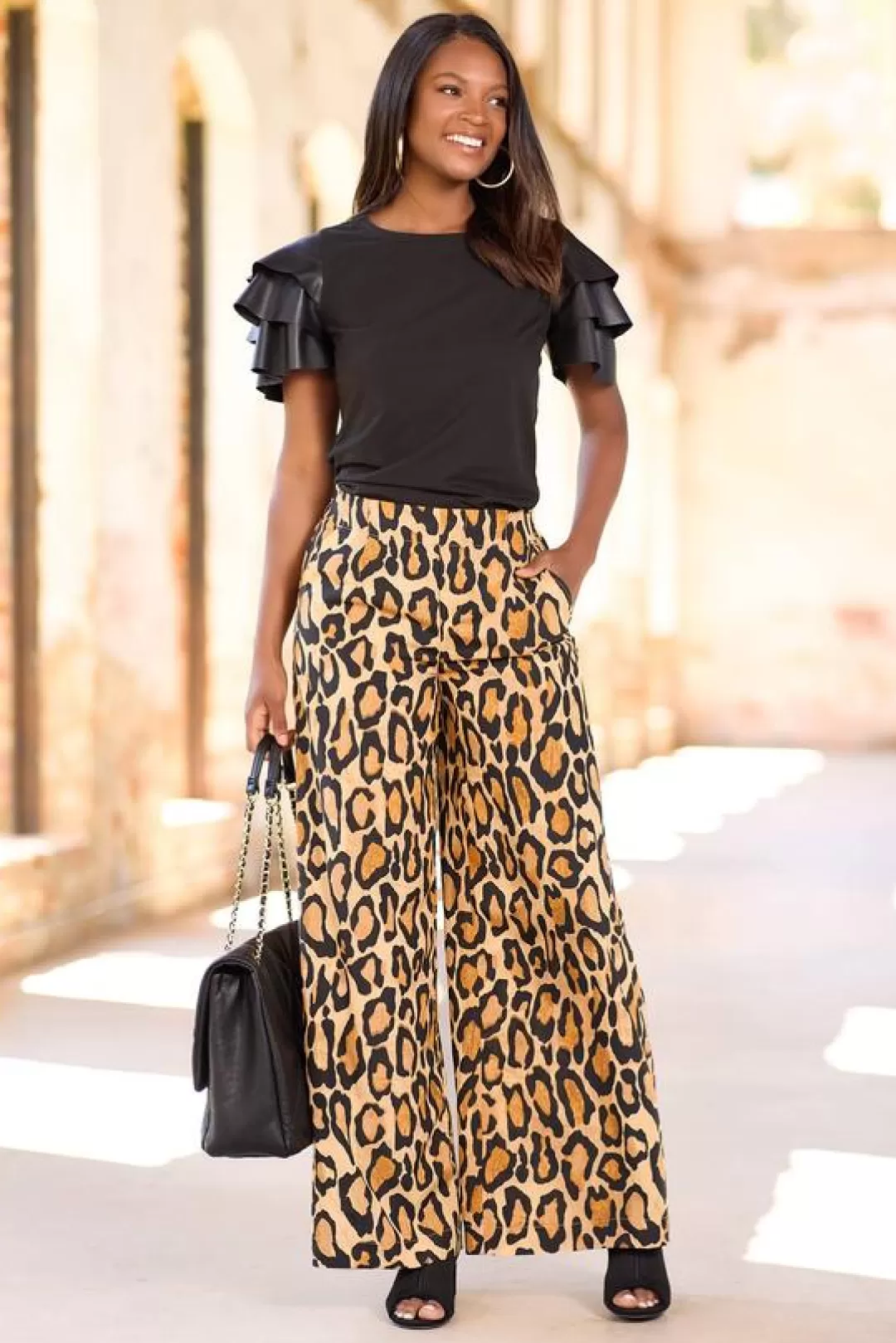 Cato Pants | Leopard Wide Leg Pants