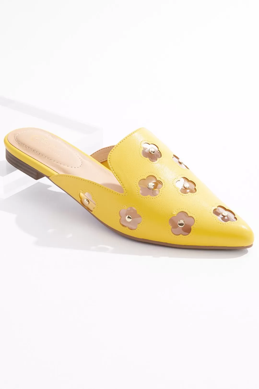 Cato Flats | Lucite Daisy Mules