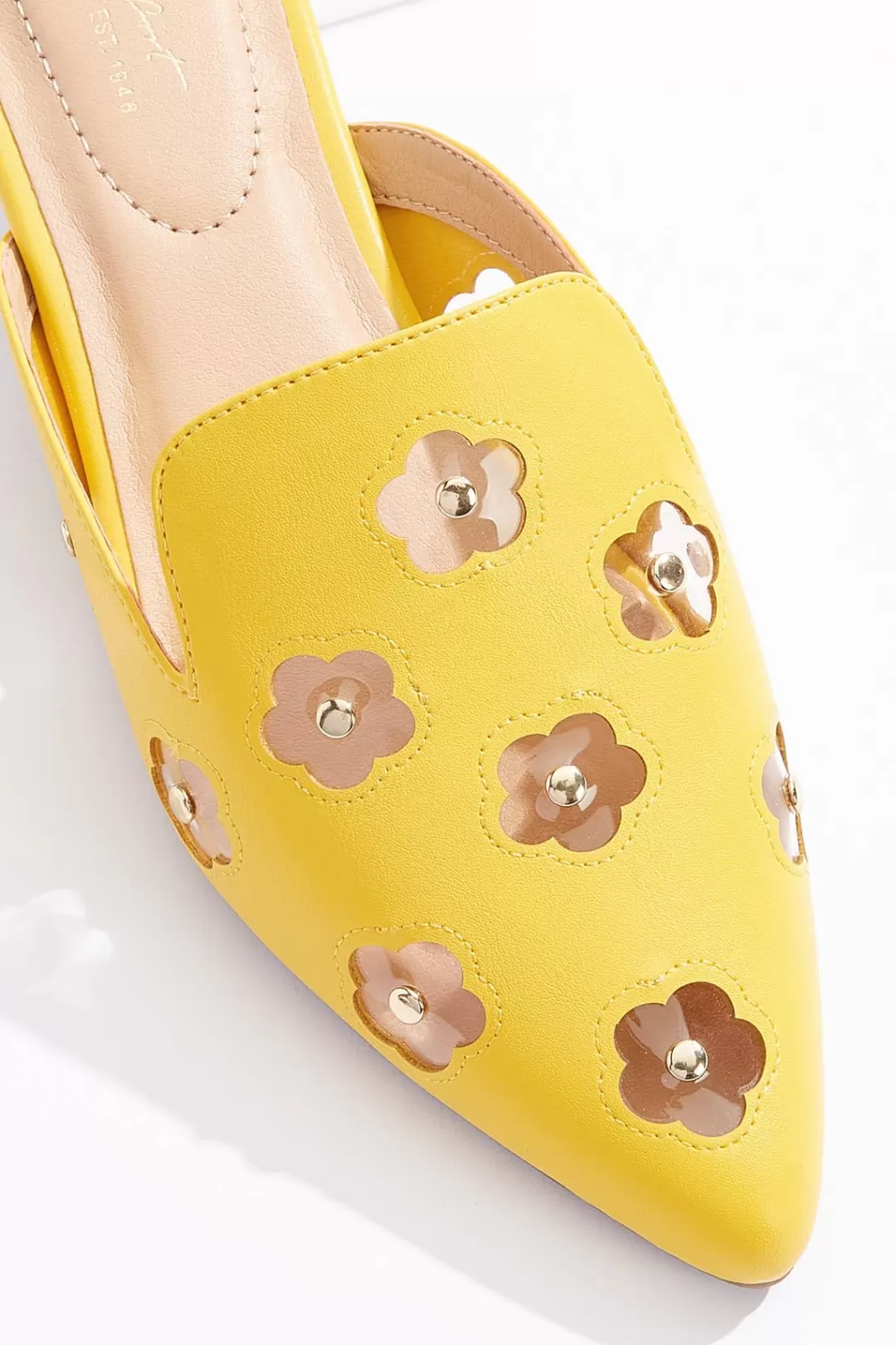 Cato Flats | Lucite Daisy Mules