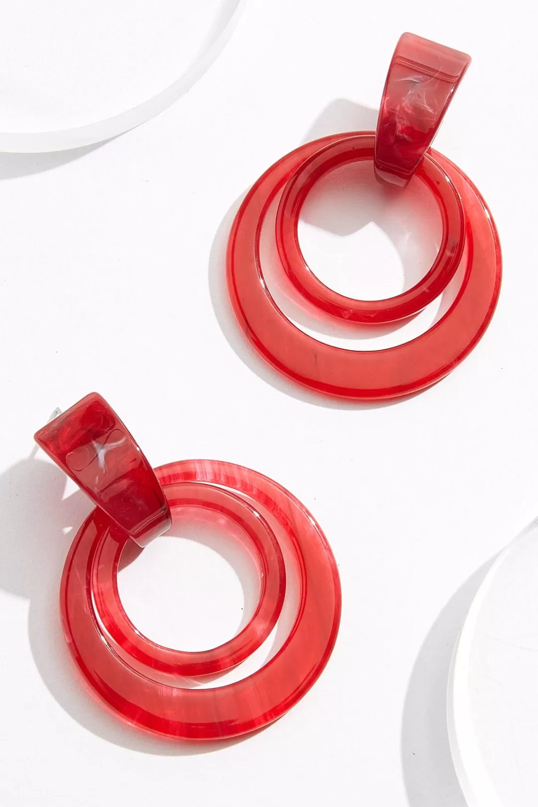 Cato Earrings | Lucite Red Ring Earrings