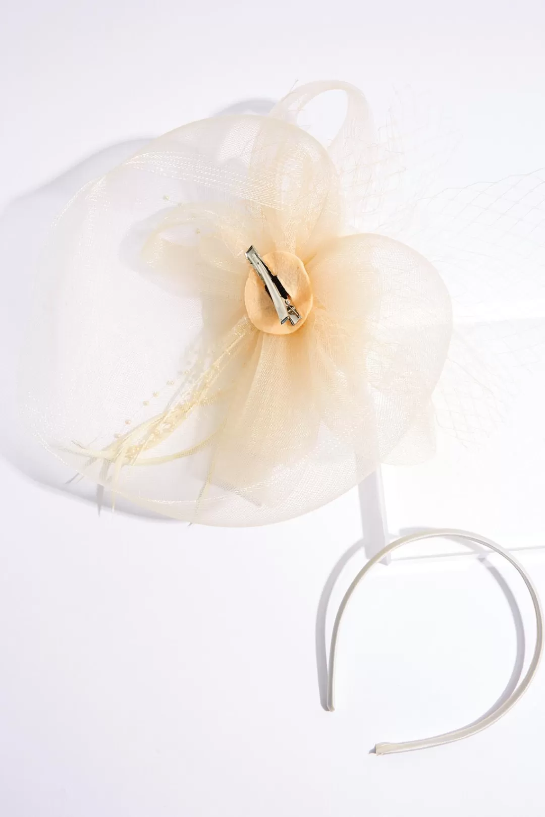 Cato Hats & Hair | Mesh Flower Feather Veil Fascinator